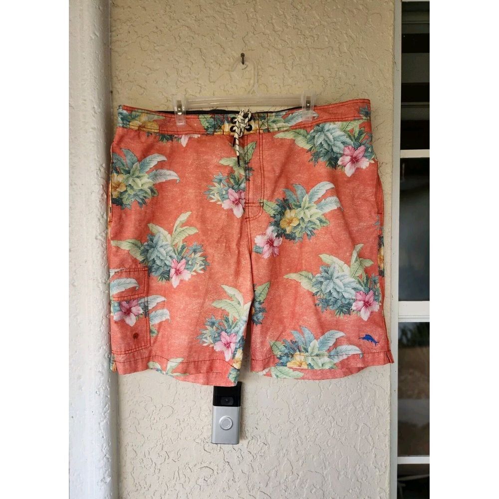 Tommy Bahama Mens Relax Floral Tropical Orange Swim Trunks Board Shorts Size XXL
